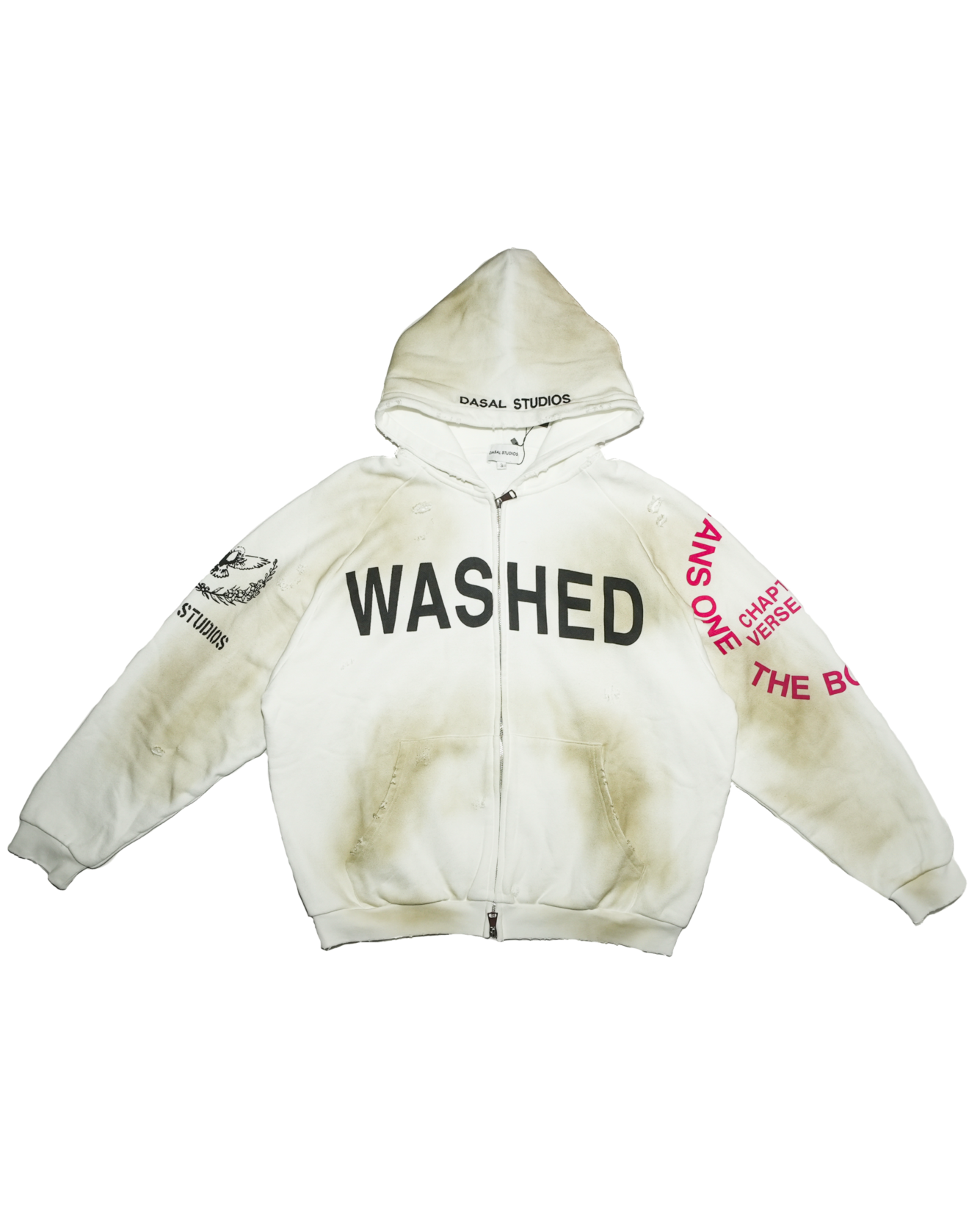 'WASHED' Zip Up Hoodie