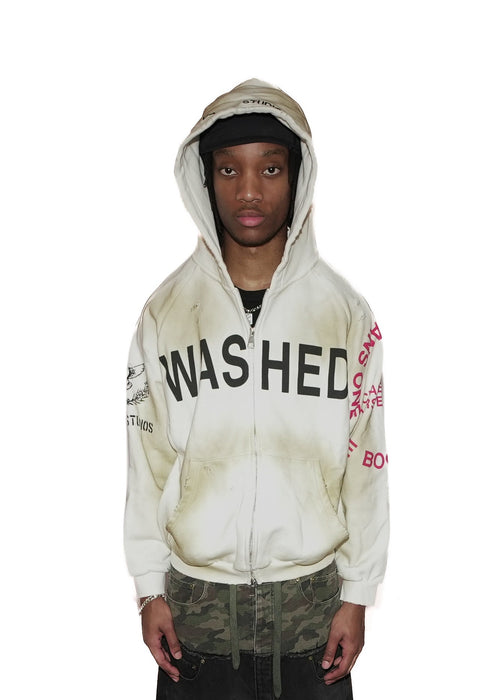 'WASHED' Zip Up Hoodie
